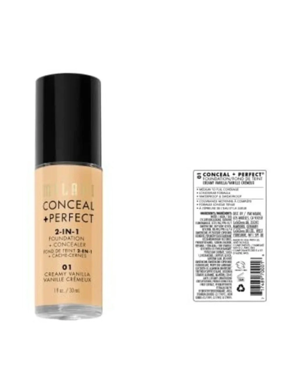 Milani Conceal + Perfect 2-in-1 Foundation + Concealer - Creamy Vanilla (1 Fl.